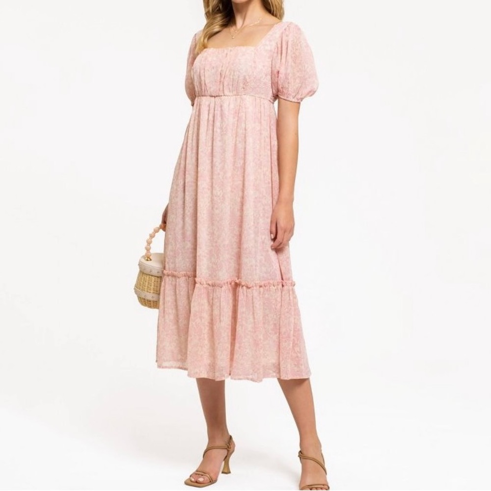 August Sky Balloon Sleeve Midi Dress